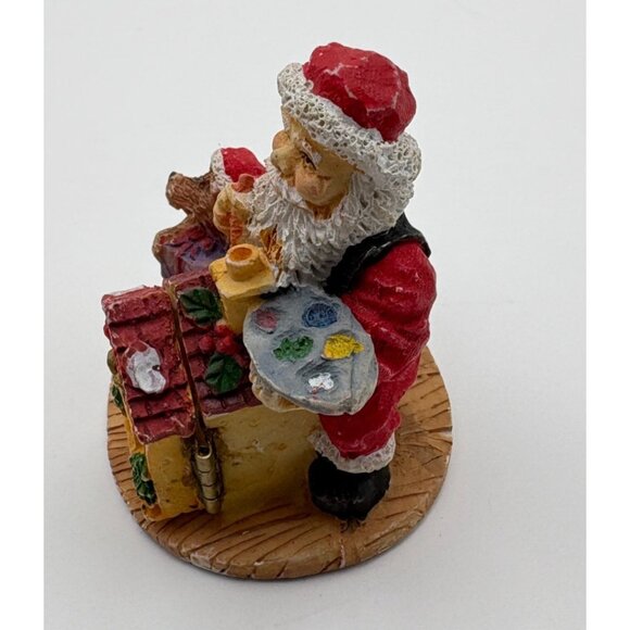 Santa Claus Painting Christmas Figurine Opening House Artist Holiday Scene - Picture 6 of 9